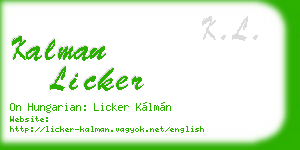 kalman licker business card